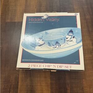 Hidden Valley Snowman Chip and Dip Set Canterbury Pottery Winter Serving Bowl